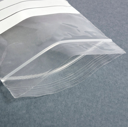Bolsa de plástico autocierre con franjas de 50 micras | 80 x 120 mm | Paquete de 1000