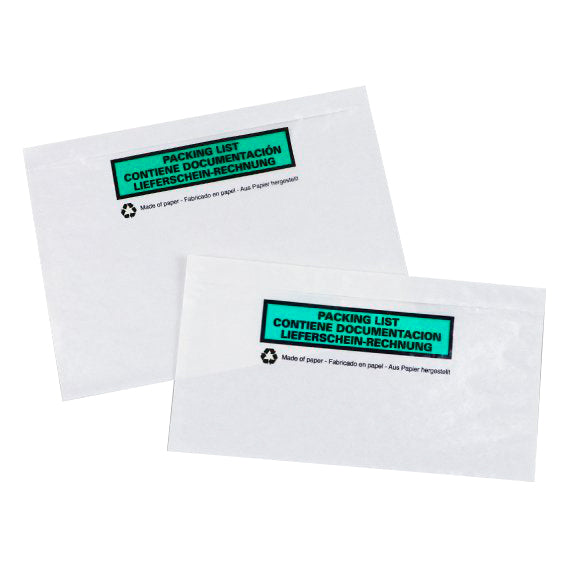 Bolsa adhesiva portadocumentos de papel "Contiene documentación" para A6 | 162 x 120 mm | Paquete de 1000