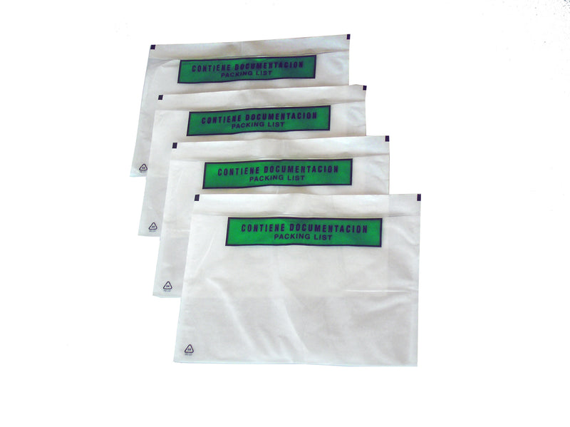 Bolsa adhesiva portadocumentos de papel "Contiene documentación" para A5 | 228 x 165 mm | Paquete de 1000